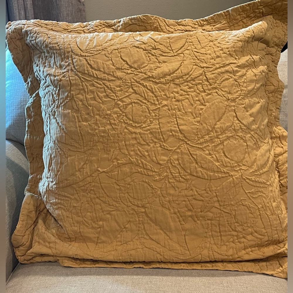 Pottery Barn Textured Quilted Pillow in Mustard - Set of 2